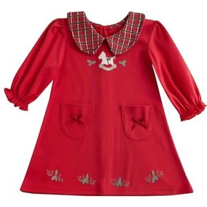 🆕  Red 2 piece outfit set; Christmas rocking horse dress w/ matching bloomers